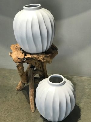 Round Organic White Vase