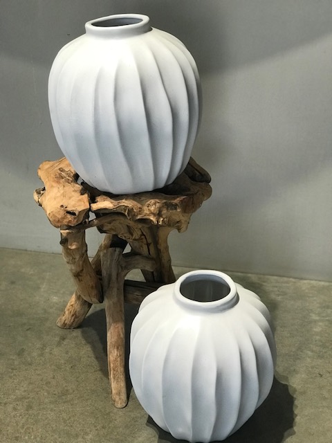 Round Organic White Vase