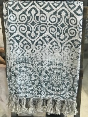 Block Printed Fringe Throw