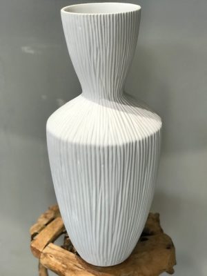 Tall Textured White Vase