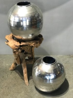Round Silver Vases