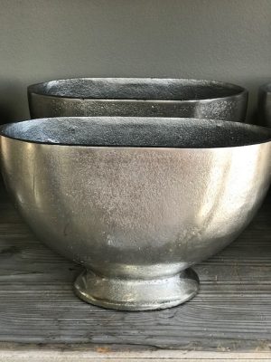 Silver Metal Oblong Vase