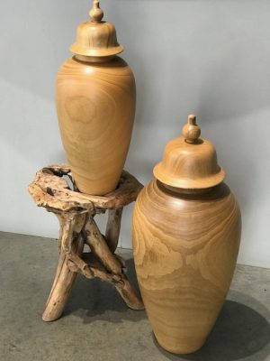 Carved Wood Ginger Jars