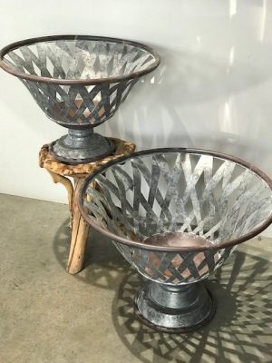 Flare Metal Basket Weave Urn