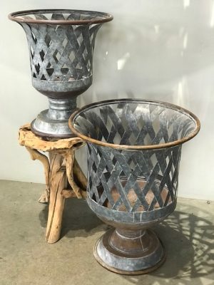 Metal Basket Weave Urn Collection