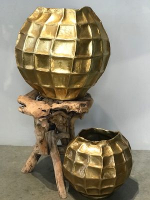 Gold Metal Waffle Vases