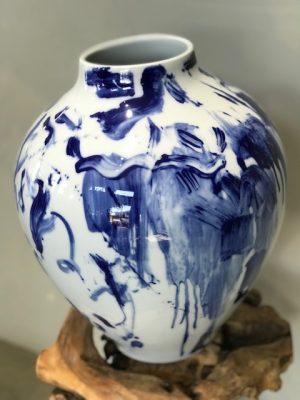 Modern Paint Blue & White Vase